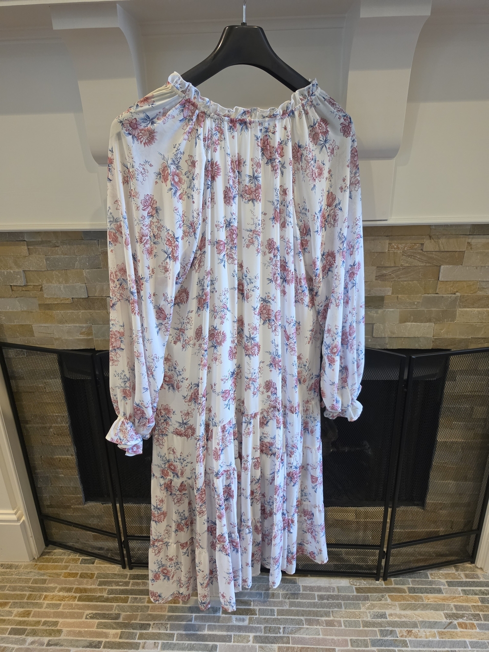 Altar'd State Cream Midi Dress with Pink‎ and Blue Floral Print - Picture 4 of 4